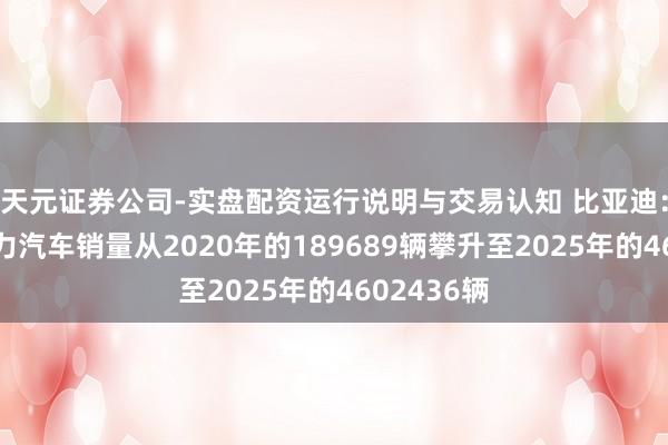 天元证券公司-实盘配资运行说明与交易认知 比亚迪：公司新动力汽车销量从2020年的189689辆攀升至2025年的4602436辆